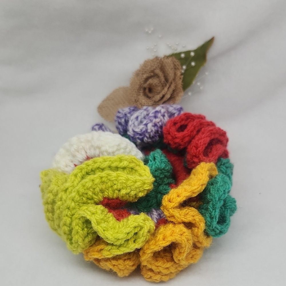 Crochet Hair XL Scrunchie Multi-Color Handmade
